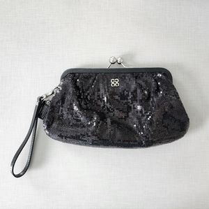 Coach Black Sequin kiss lock clutch